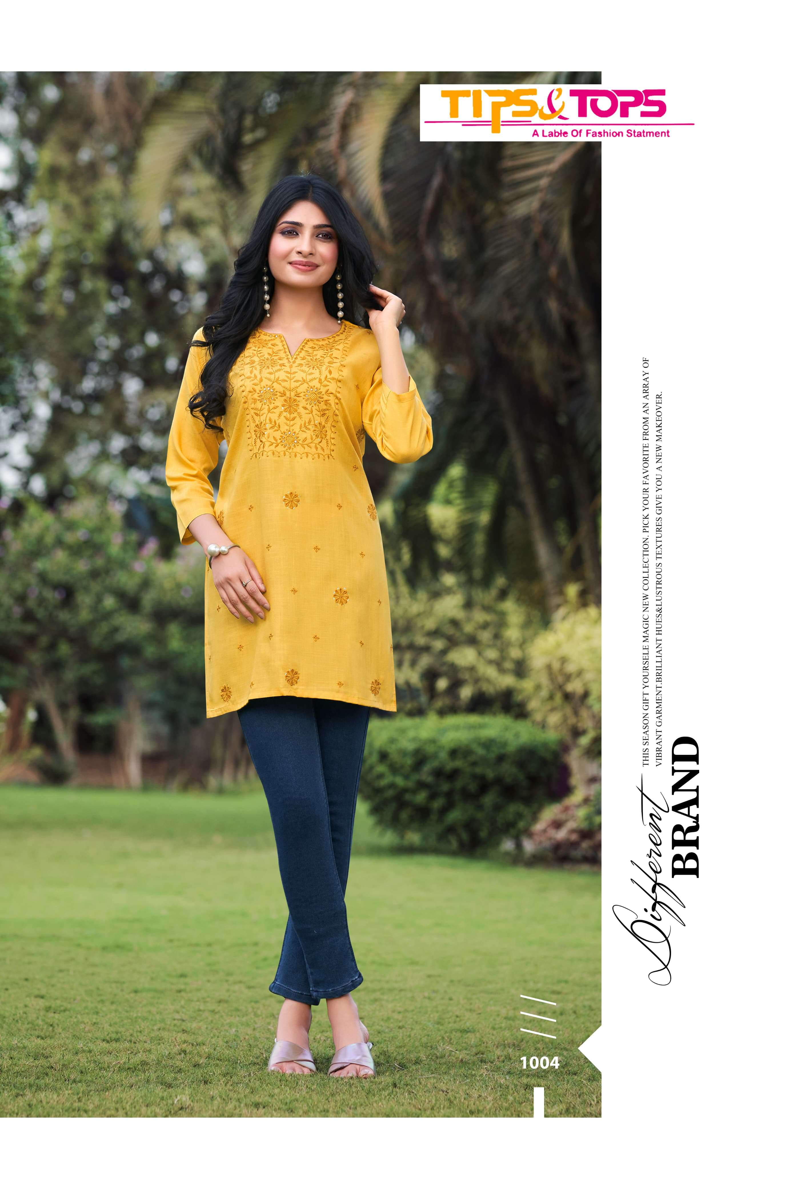 COLORS VOL 3 HEAVY REYON SLUB 16KG EMBROIDERY WORK SHORT TOP BY TIPS AND TOPS BRAND 3004